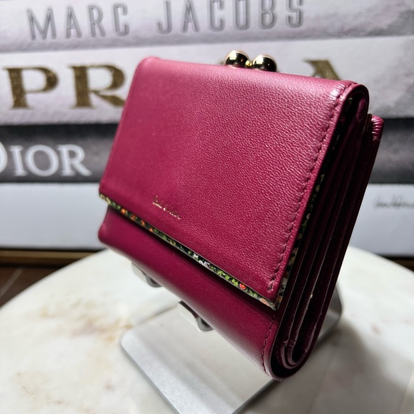 Paul Smith Garden Floral Trim, Bifold Wallet, Clasp, red burgundy EUC - Picture 12 of 15